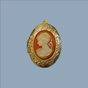 Elegant Gold Cameo Locket Pendant